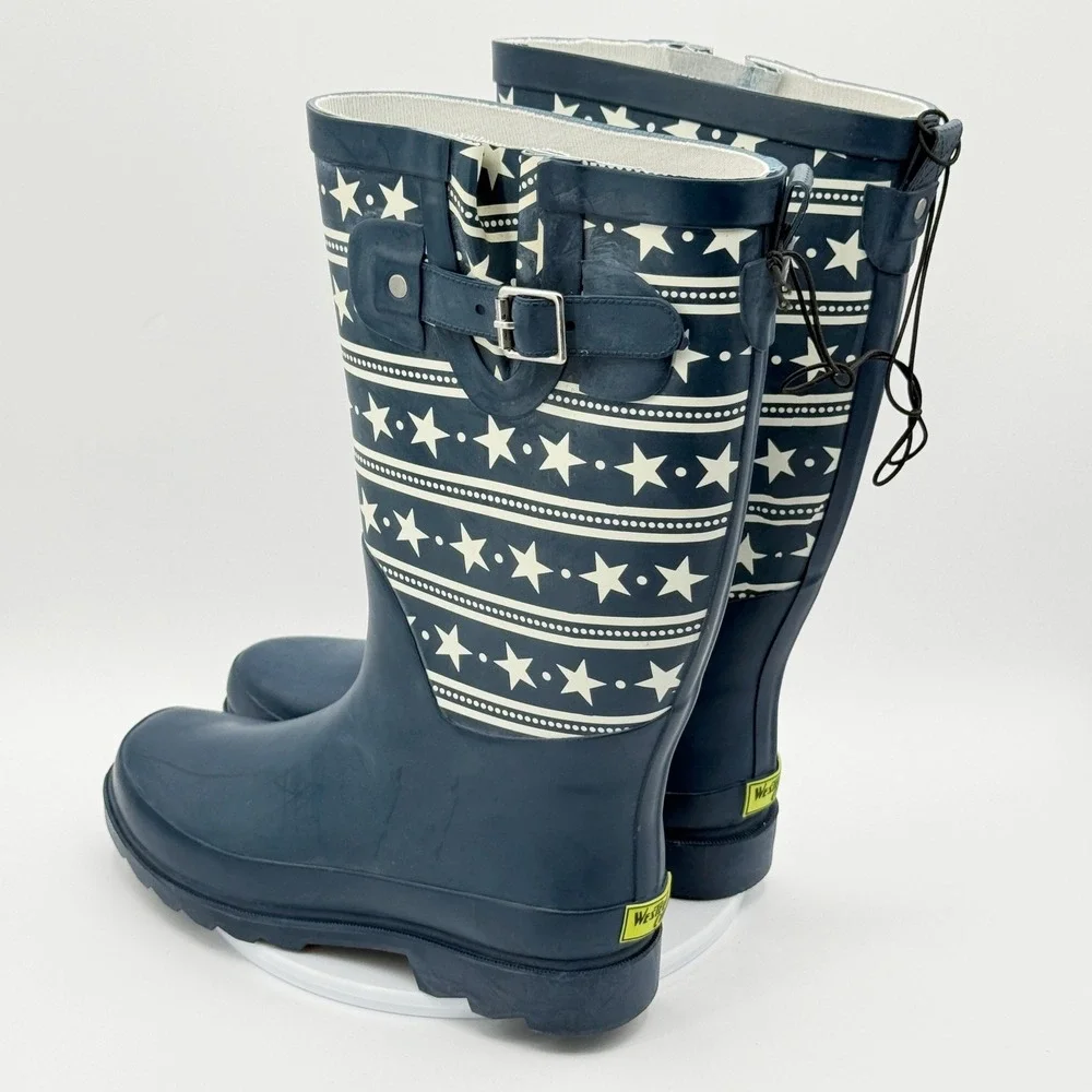 Western‎ Chief Stars and Stripes Rain Boots Size 7 Womens Navy Patriotic